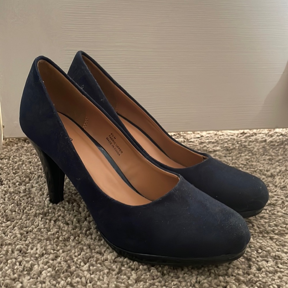 Navy Blue Suede Heels